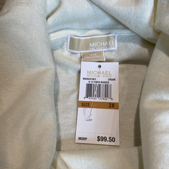 MICHAEL Michael Kors Fringe Cowl Neck Sweater Plus Size 3X Ivory Cozy Boho NWT - Picture 8 of 10